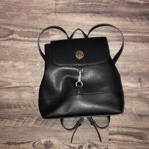Black leather backpack